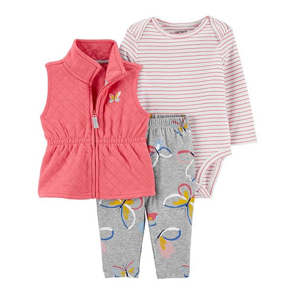 Baby Girl Carter's 3Piece Butterfly Vest Set