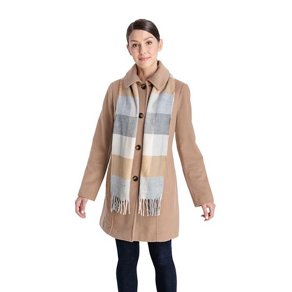 Appleseeds Women's London Fog Wool Scarf Coat