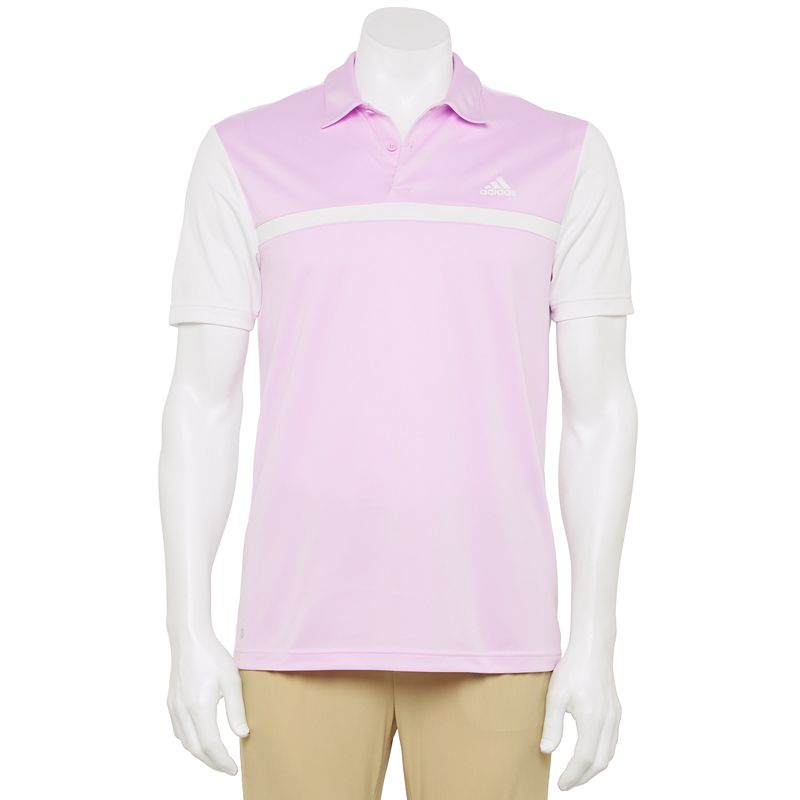 Mens adidas Regular-Fit Colorblock Golf Polo, Size: Small, Lt Purple