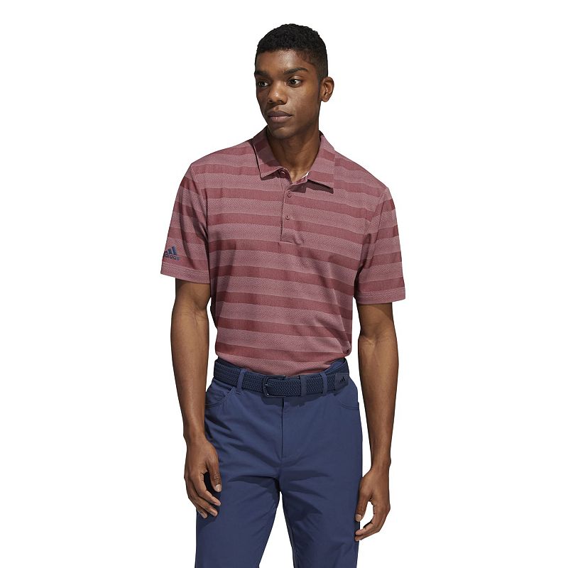 Mens adidas Two-Color Striped Golf Polo, Size: Small, Lt Purple