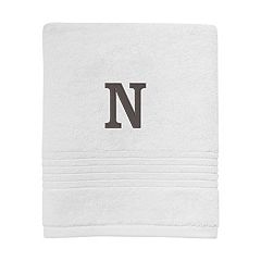 SKL Home Casual Monogram M Hand Towel Set, White, 2 Pc.