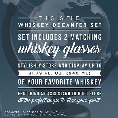 Hammer & Axe Globe-Shaped Whiskey Decanter Set