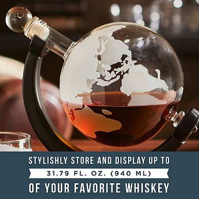 Hammer & Axe Globe-Shaped Whiskey Decanter Set