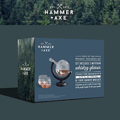 Hammer & Axe Globe-Shaped Whiskey Decanter Set