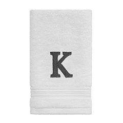 SKL Home Casual Monogram Letter E Hand Towel 2 piece set, white