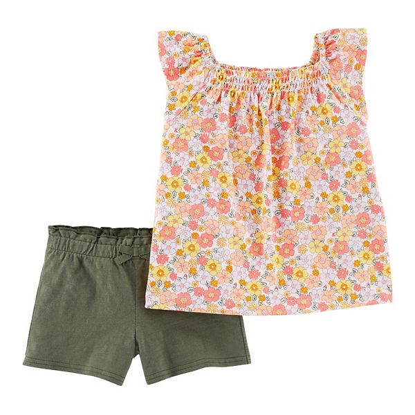 Carter's Baby Girl 2-Piece Crochet Top & Short Set - Green main image 1