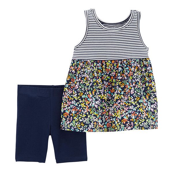Baby Girl Carter's 2Piece Mixed Print Tank & Bike Short Set