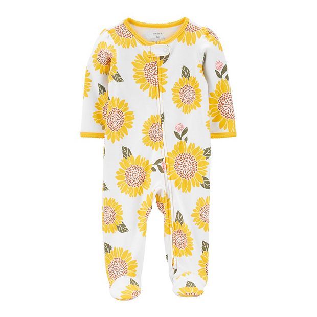 Baby Girl Carter s Sunflower Two Way Zip Footie Sleep Play