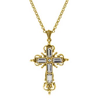 Symbols of Faith Simulated Crystal Cross Pendant Necklace