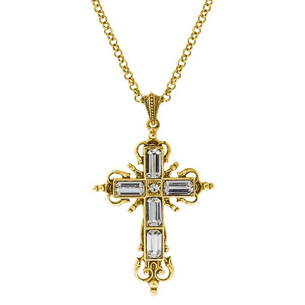 Symbols of Faith Simulated Crystal Cross Pendant Necklace