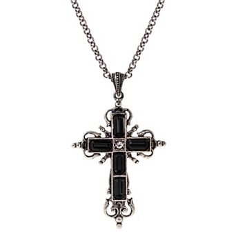 Symbols of Faith Simulated Crystal Cross Pendant Necklace