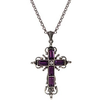 Symbols of Faith Simulated Crystal Cross Pendant Necklace