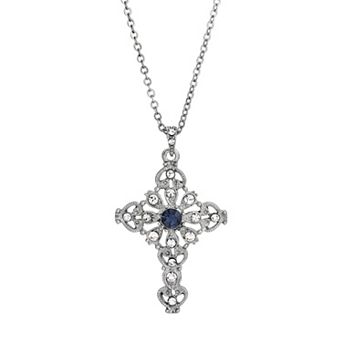 Symbols of Faith Simulated Crystal Cross Pendant Necklace