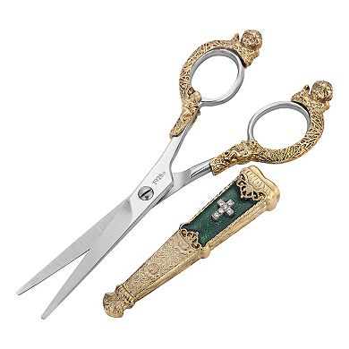 Symbols of Faith Gold Tone Simulated Crystal Cross Scissor Holder & Scissors Set