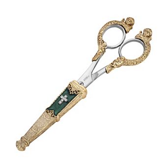 Symbols of Faith Gold Tone Simulated Crystal Cross Scissor Holder & Scissors Set