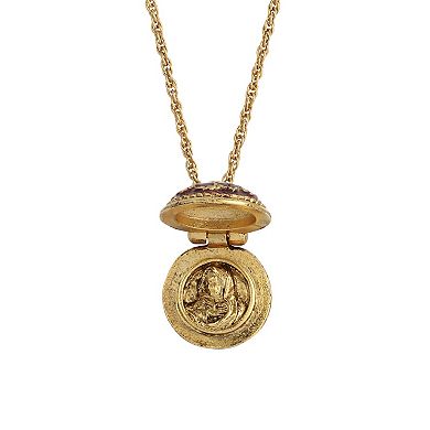 Symbols of Faith Round Enamel and Simulated Crystal Lift Up Pendant Necklace