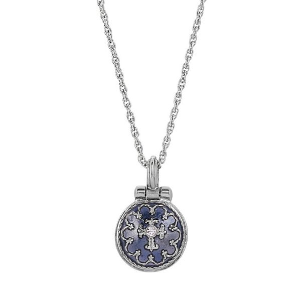 Symbols of Faith Round Enamel and Simulated Crystal Lift Up Pendant