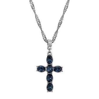 Symbols of Faith Crystal Cross Twisted Necklace
