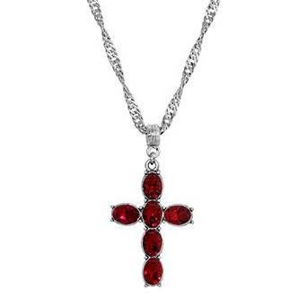 Symbols of Faith Crystal Cross Twisted Necklace