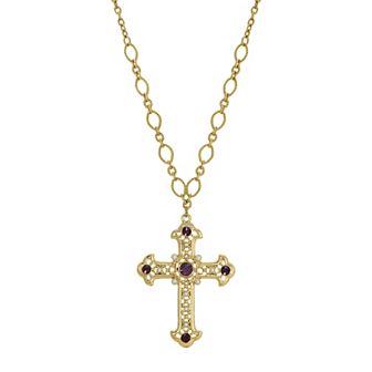 Symbols of Faith Simulated Crystal Accented Cross Necklace