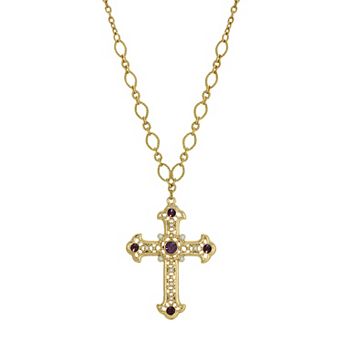 Symbols of Faith Simulated Crystal Accented Cross Necklace