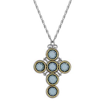 Symbols of Faith Round Crystal Cross Necklace