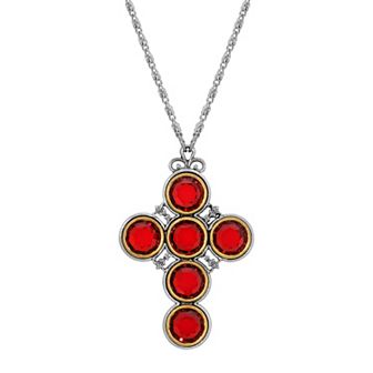 Symbols of Faith Round Crystal Cross Necklace