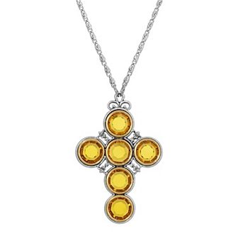 Symbols of Faith Round Crystal Cross Necklace