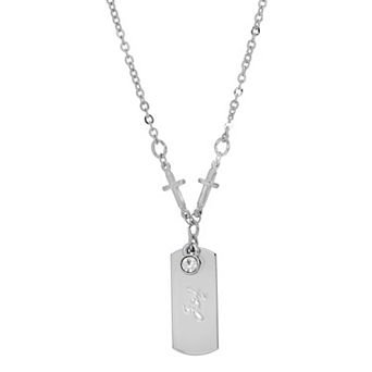 Symbols of Faith Silver Tone Inspirational Simulated Crystal Cross Chain Pendant Necklace