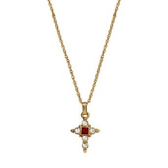 Symbols of Faith Blue Crystal Petite Cross Necklace