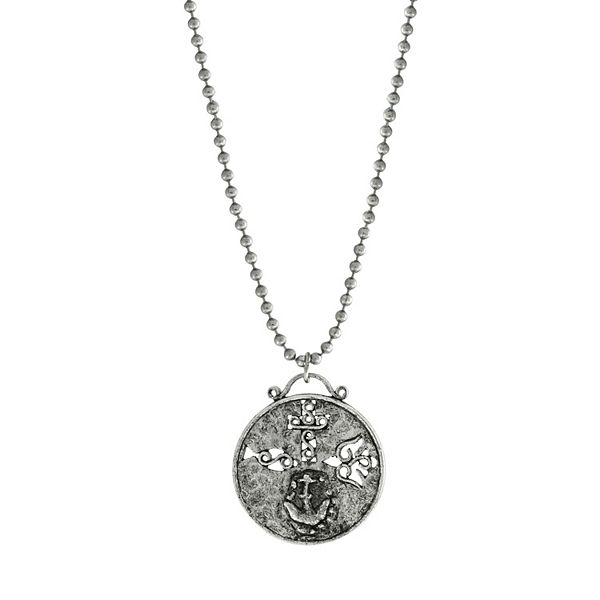 Symbols of Faith Silver Tone Pewter Christian Medallion with Cross ...