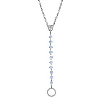 Symbols of Faith Silver-Tone Simulated Crystal Mary Medallion Eyeglass Holder Necklace