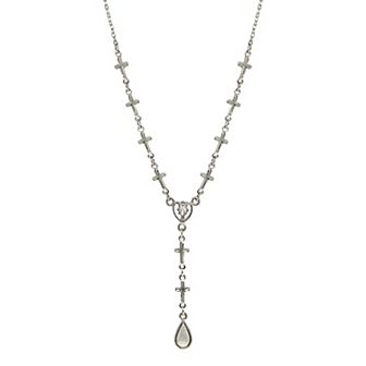 Symbols of Faith Silver-Tone Cross Chain Y-Necklace