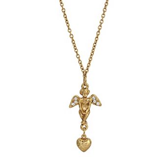 Symbols of Faith 14k Gold-Dipped Crystal Angel Heart Necklace