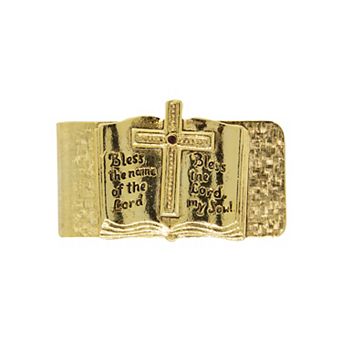 Women's Symbols of Faith Gold Tone Open Bible "Bless The Lord" Money Clip