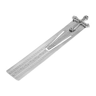 Symbols of Faith Silver Tone Crystal Cross Large Bookmark