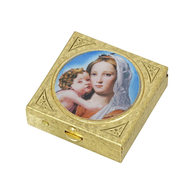 Symbols of Faith Mary and Child Square Pillbox, Multi