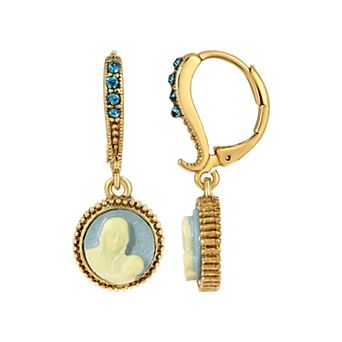 Symbols of Faith Blue Cameo Drop Earrings