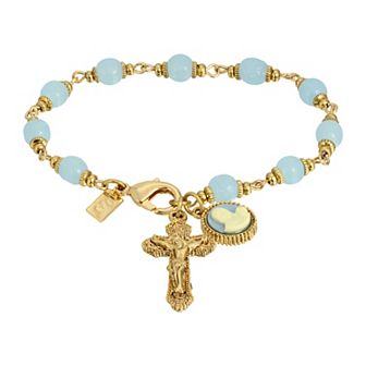 Symbols of Faith Aqua Cameo Bracelet