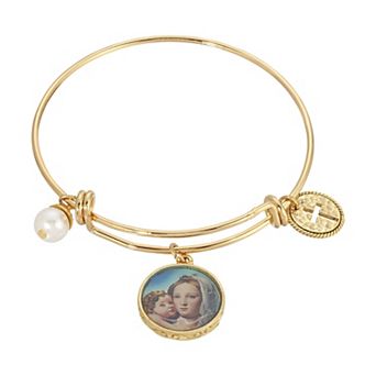 Symbols of Faith Mary & Child Wire Charm Bracelet