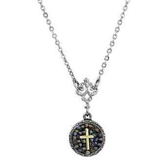 Symbols of Faith Round Beaded Cross Necklace