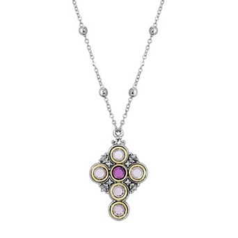 Symbols of Faith Silver-Tone Crystal Cross Necklace