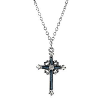 Symbols of Faith Blue Enamel Cross Necklace