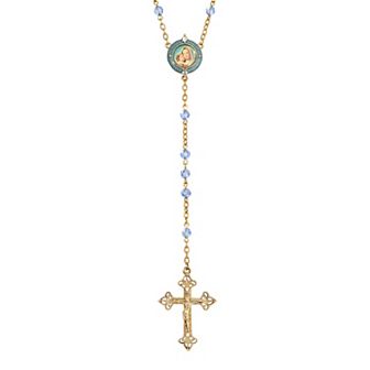 Boys Girls Juniors Mens Symbols of Faith Blue Beaded Rosary with Mary and Child Decal