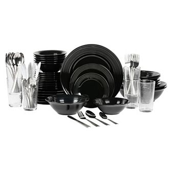 10 Strawberry Street Ringed Rim 62 pc Round Dinnerware Set