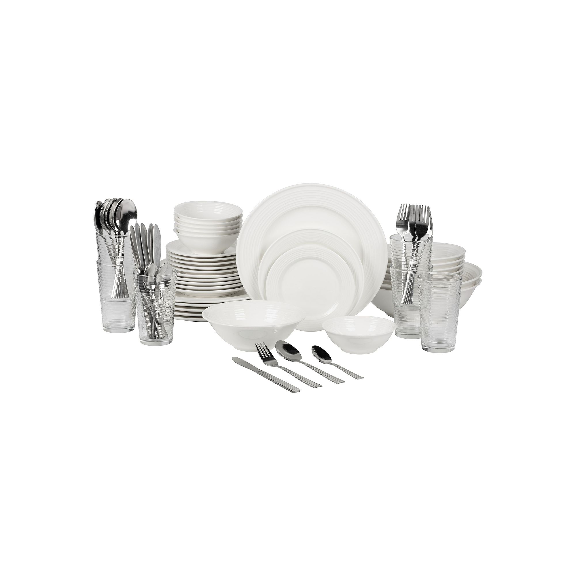 10 Strawberry Street Ringed Rim 62-pc. Round Dinnerware Set, White