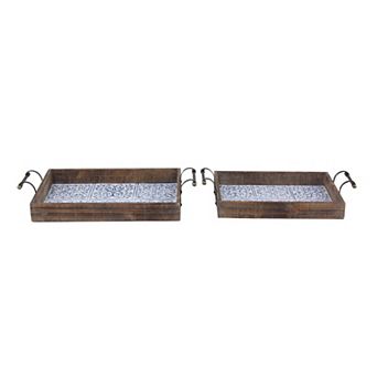 Stella & Eve Fir Wood Serving Tray 2 pc Set
