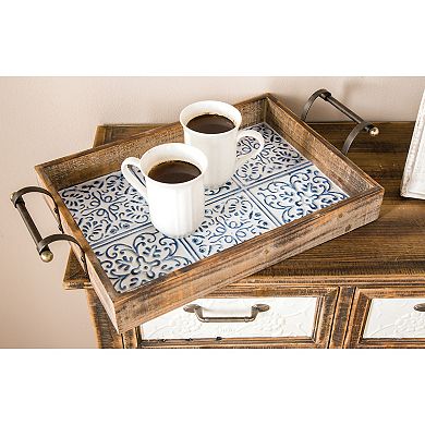 Stella & Eve Fir Wood Serving Tray 2-Piece Set