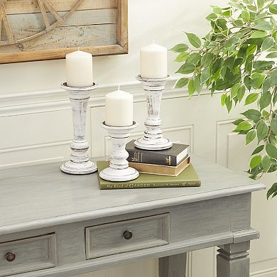 Stella & Eve Distressed Farmhouse Candle Holder Table Decor 3-piece Set