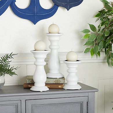 Stella & Eve White Candle Holder Table Decor 3-piece Set